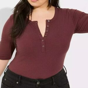Torrid Super Soft Rib Knit Henley Tee